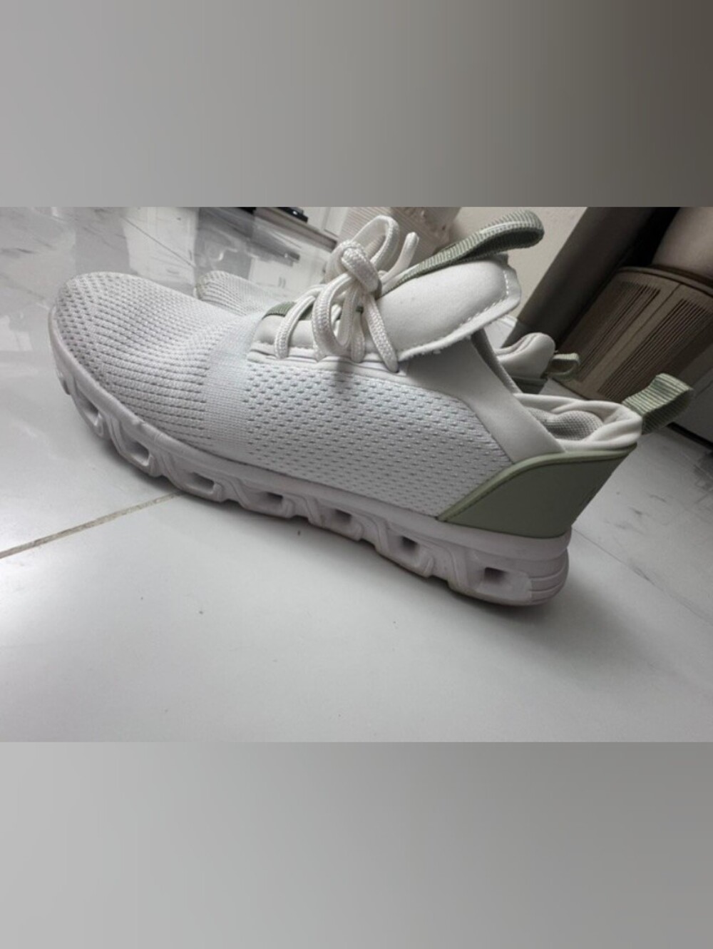 Nautica White & Sage Green Mesh Athletic Sneaker